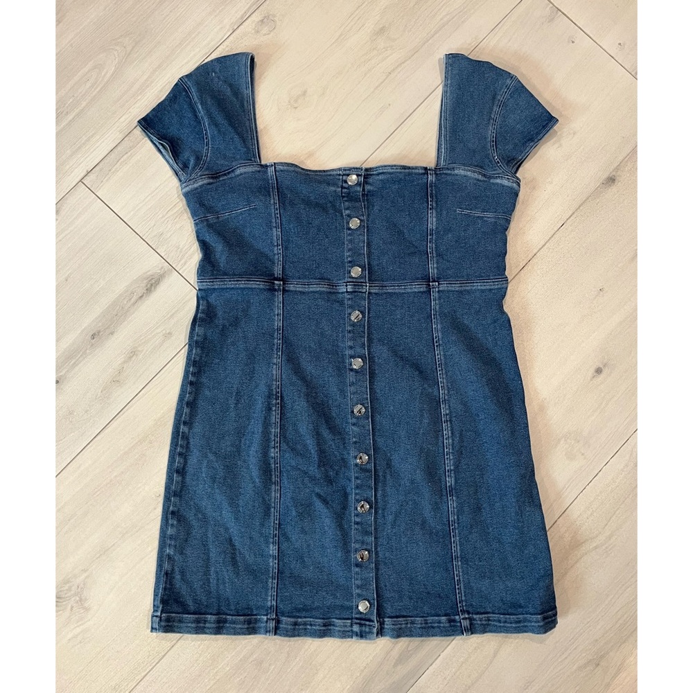 Good American Denim Button-Front Mini Dress
